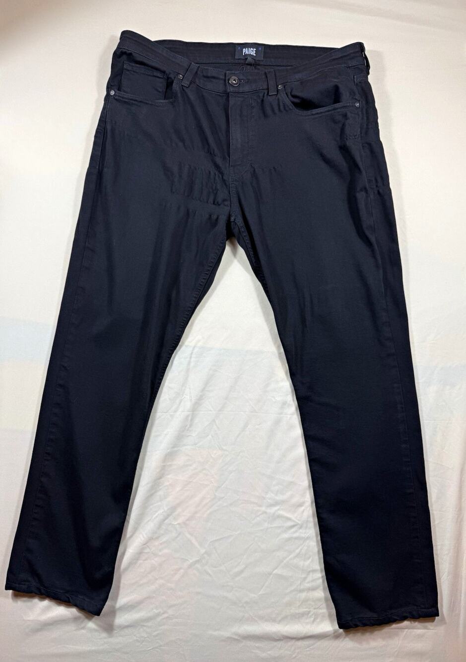 PAIGE 34x29 Mens Lennox Slim Fit Black Stretch Pants Custom Tailored Hem